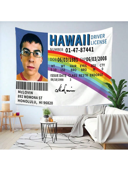 1 Pc Funny McLovin ID Flag Fake Driver License,Tapestry Banner Meme Tapestry With HD Printing,Cool Flags For College Dorm Room Decor And Bedroom Teen Gifts Birthday Graduation
