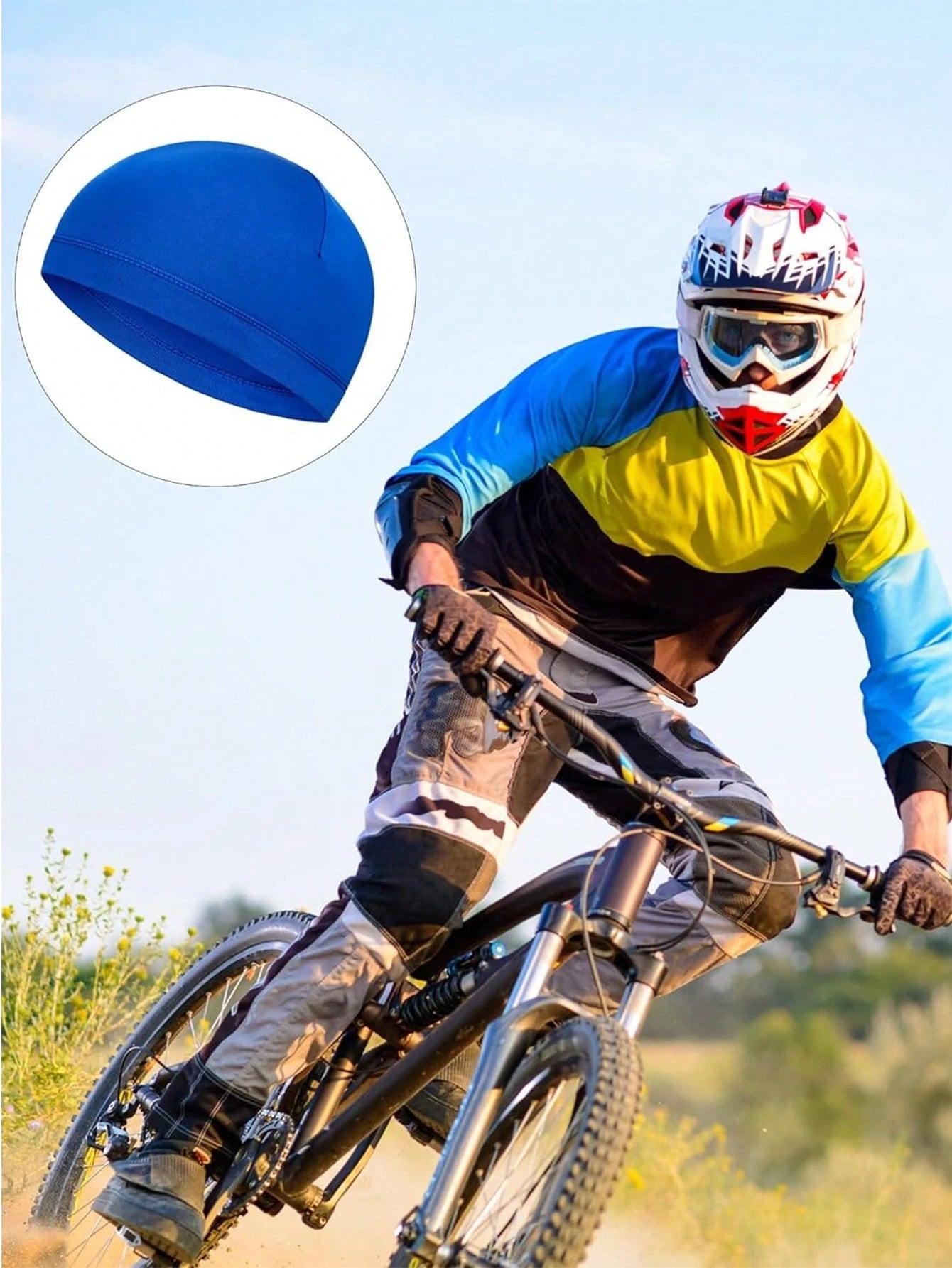 1 Pc Skull Caps Helmet Liner Sweat Wicking Cap Running Hats Cycling Skull Caps For Men Women,Suitable For Cycling And Riding Motorcycle