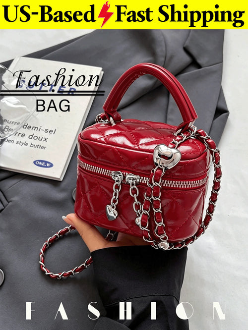 1 PC Stylish Glossy Mini Square Bag Quilted Chain Bag For Women Y2K Mini Square Bag Party Crossbody Bag Mini Bag Cosmetic Bag Quilted Bag