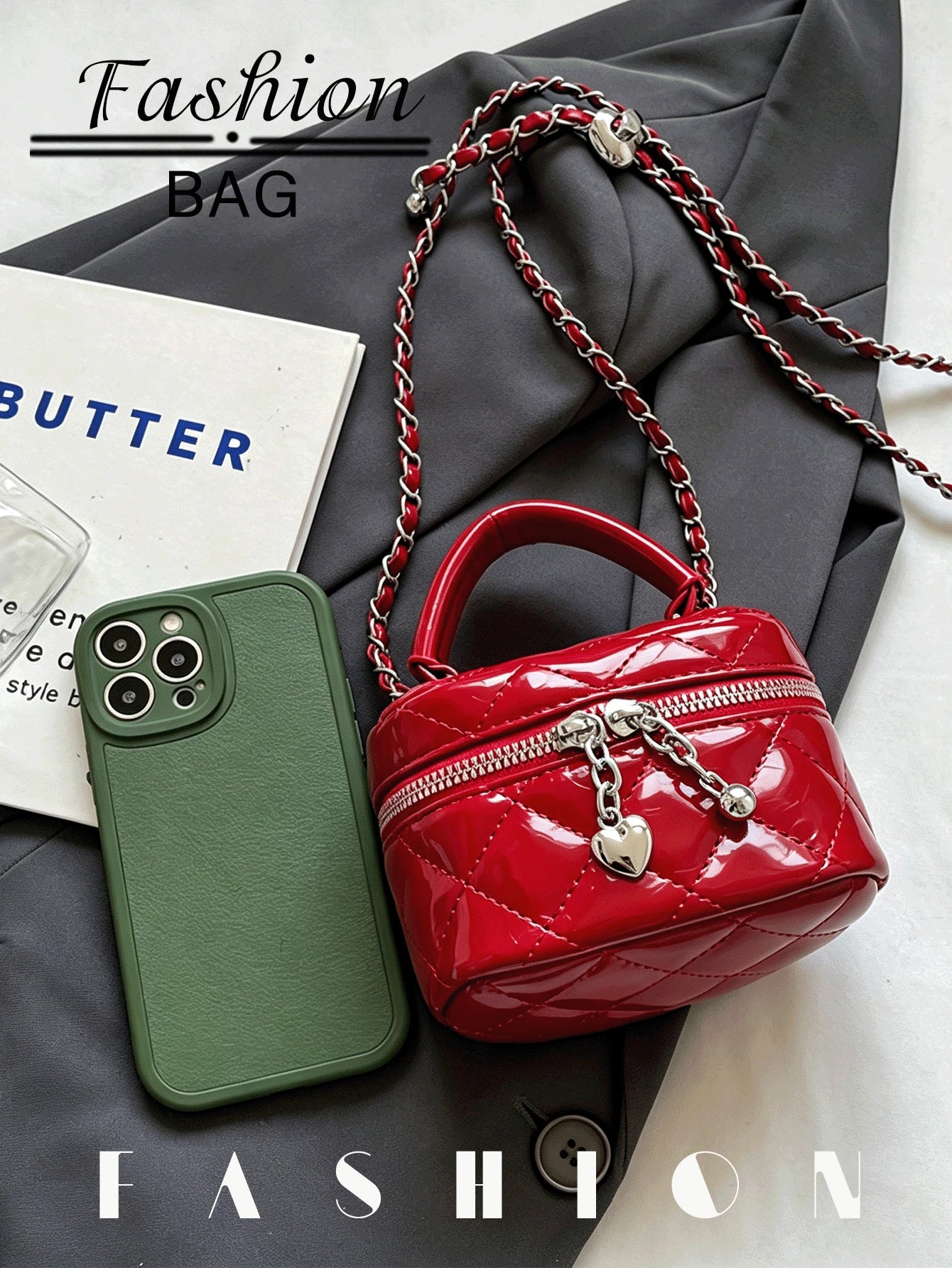 1 PC Stylish Glossy Mini Square Bag Quilted Chain Bag For Women Y2K Mini Square Bag Party Crossbody Bag Mini Bag Cosmetic Bag Quilted Bag