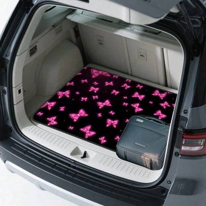 1-Piece Romantic Pink Heart-Shaped Bow Car Trunk Mat, Suitable For SUVs, Sedans, And Hatchbacks- A Cute Car Interior Accessory For Family Outings And Shopping