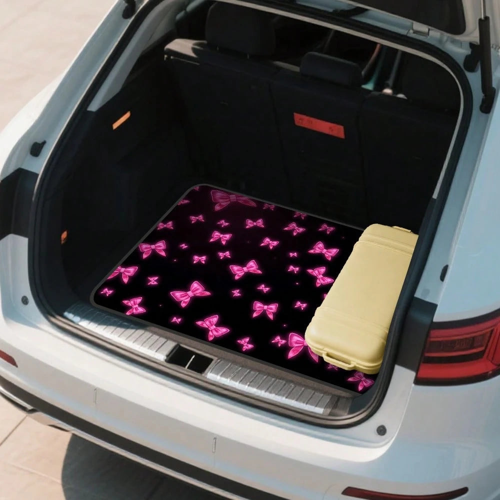 1-Piece Romantic Pink Heart-Shaped Bow Car Trunk Mat, Suitable For SUVs, Sedans, And Hatchbacks- A Cute Car Interior Accessory For Family Outings And Shopping
