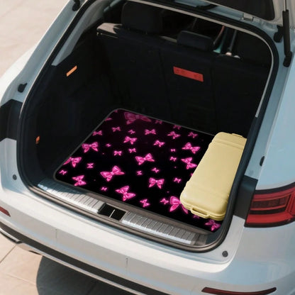 1-Piece Romantic Pink Heart-Shaped Bow Car Trunk Mat, Suitable For SUVs, Sedans, And Hatchbacks- A Cute Car Interior Accessory For Family Outings And Shopping