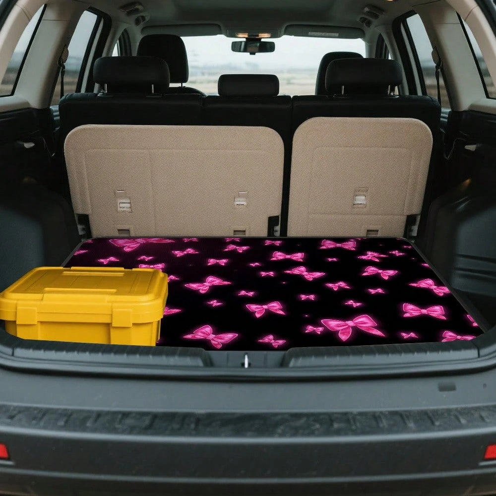 1-Piece Romantic Pink Heart-Shaped Bow Car Trunk Mat, Suitable For SUVs, Sedans, And Hatchbacks- A Cute Car Interior Accessory For Family Outings And Shopping