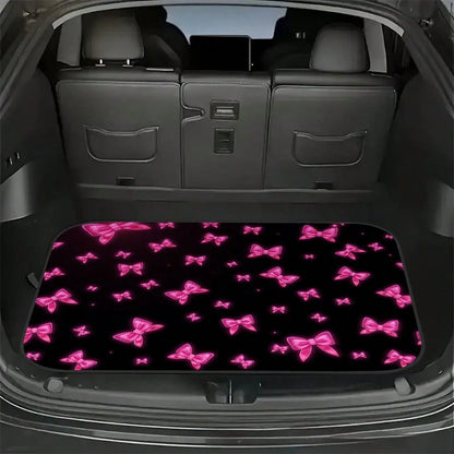 1-Piece Romantic Pink Heart-Shaped Bow Car Trunk Mat, Suitable For SUVs, Sedans, And Hatchbacks- A Cute Car Interior Accessory For Family Outings And Shopping