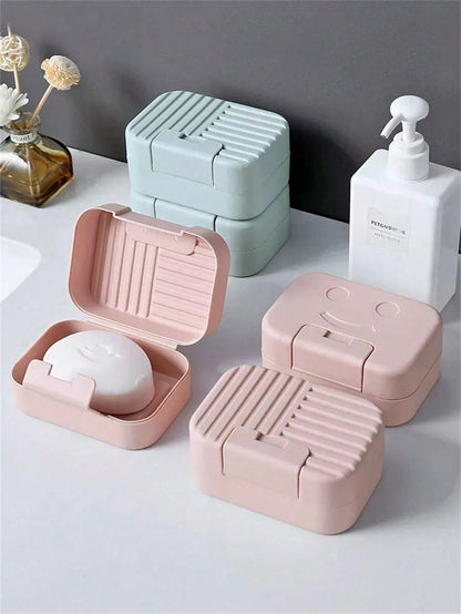 1 Portable Travel Soap Box, Sealed Waterproof Soap Holder With Lid, Solid Plastic Soap Tray, Soap Storage Box, Bathroom Accessories Home Bathroom Decor Fall Decor Back To School