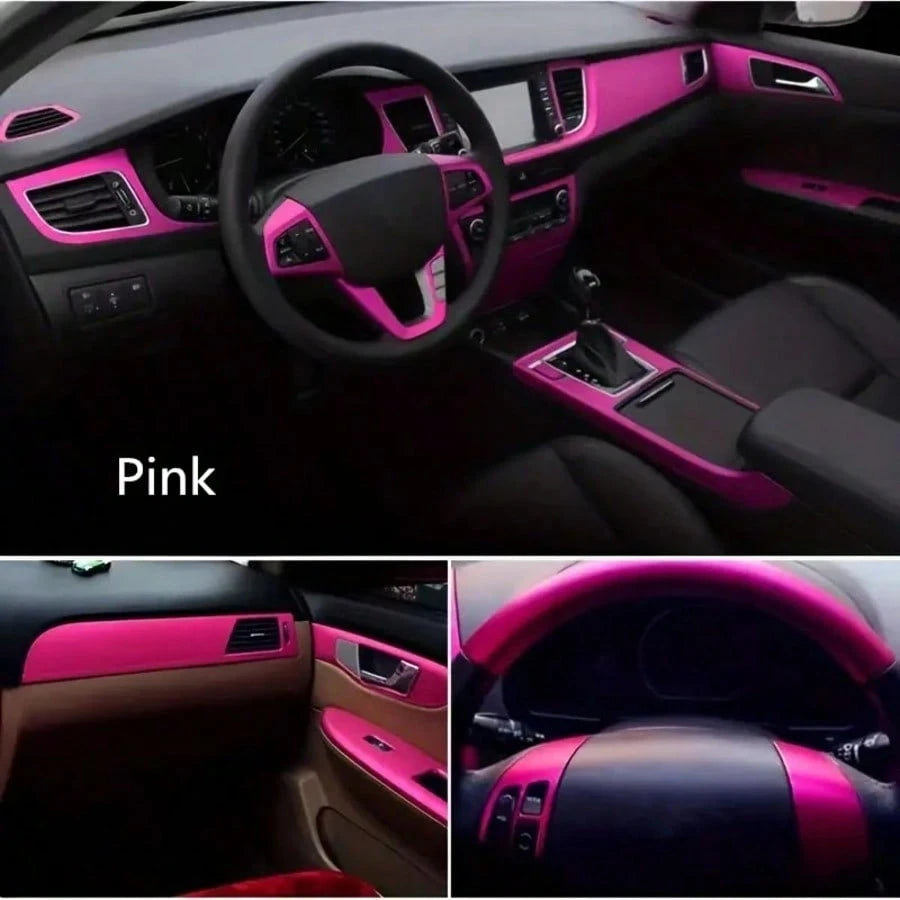 1 Roll Durable Carbon Fiber TPU Car Wrap Film- Self-Adhesive Waterproof Vinyl Wrap, Suitable For Indoor/Outdoor Decoration, Soft Pink Edges, Fit For Car Vinyl Wrap Car Accessories Modification