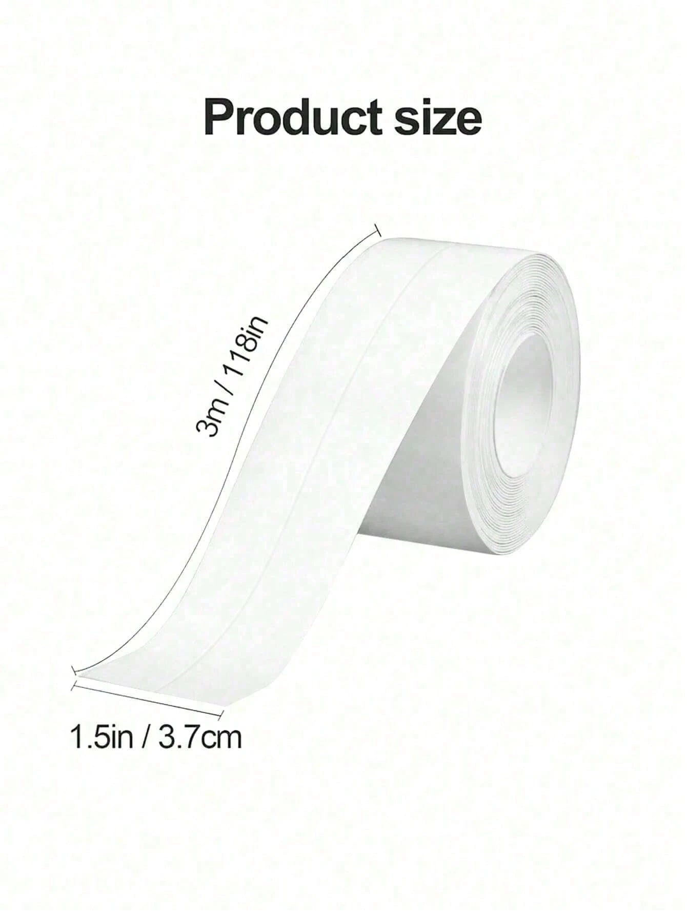 1 Roll Mold-Resistant PVC Self-Adhesive Sealing Tape, Waterproof Caulking Strip With Durable Acrylic Adhesive, For Bathroom Tub Toilet Kitchen Sink Wall Sealing