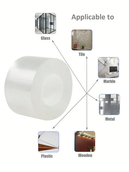1 Roll Transparent High-Adhesion Waterproof Windproof Sealing Tape, Strong Adhesive, Window Sealing Strip, Cold-Proof, For Home Kitchen And Bathroom, Door And Window Sealing, Table And Chair Edges, HV