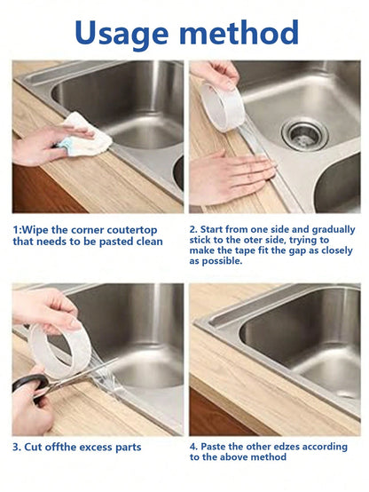 1 Roll Transparent High-Adhesion Waterproof Windproof Sealing Tape, Strong Adhesive, Window Sealing Strip, Cold-Proof, For Home Kitchen And Bathroom, Door And Window Sealing, Table And Chair Edges, HV