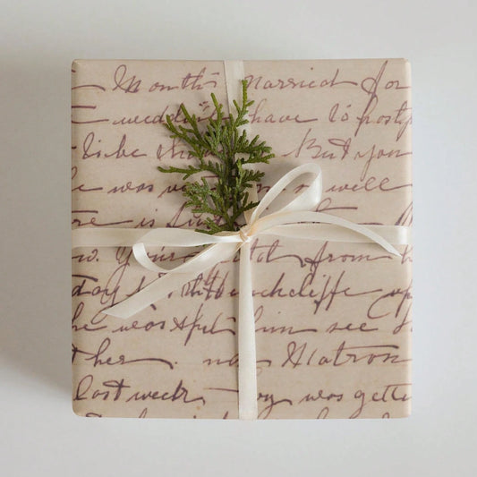 1 Roll Vintage-Inspired Handwritten Script Gift Wrap Set Wrapping Paper Sheets R For Wedding, Birthday, Baby Shower, Holiday Gifts & DIY Crafts-58 X22 Inches