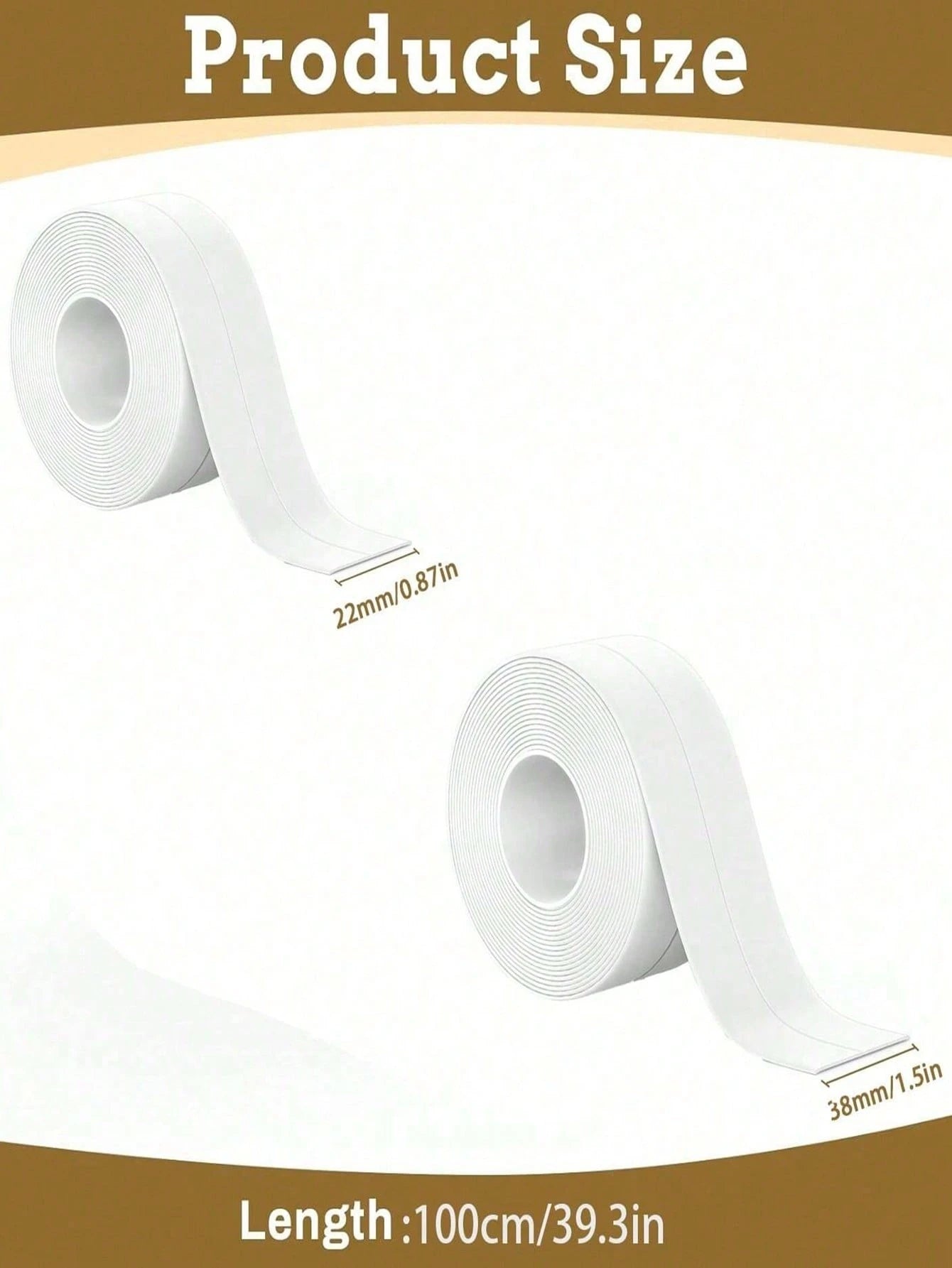 1 Roll White Floor Sealing Tape/Sealing Strip/Waterproof Sealant Tape, PVC Waterproof Sealing Strip, Decorative Self-Adhesive Caulking Tape, Caulking Sealant Tape, Self-Adhesive Sink & Stove Gap Seali