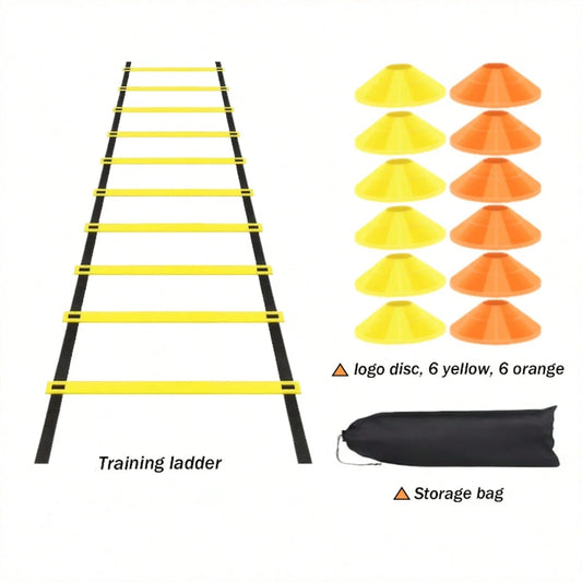 1 Set (36/18/14/12/8/4/2pcs) Football Training Equipment Set; Includes 3 Meters 6-Section Adjustable Jump Rope Ladder; Equipped With Football Training Marker Discs; Suitable For Speed, Agility Trainin