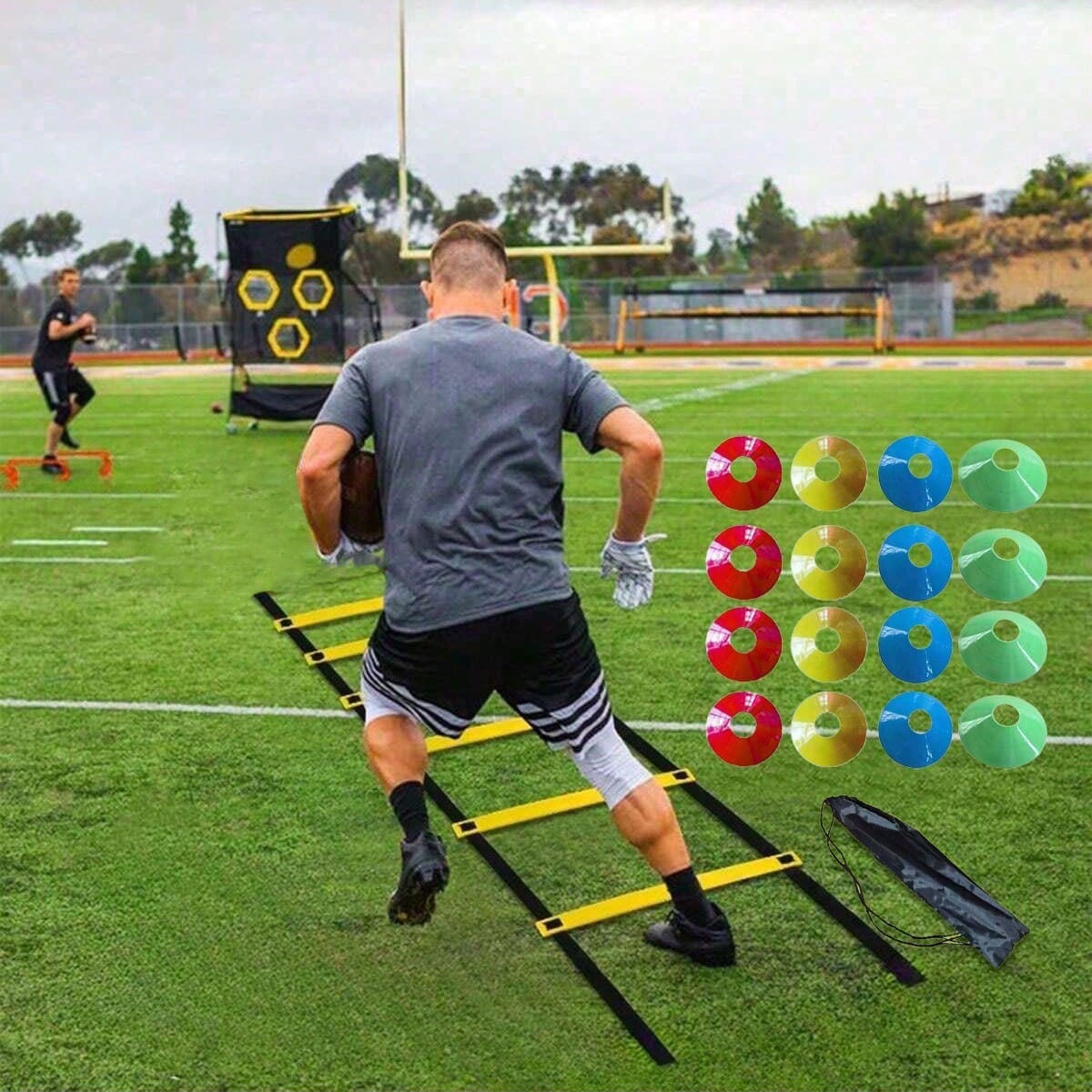 1 Set (36/18/14/12/8/4/2pcs) Football Training Equipment Set; Includes 3 Meters 6-Section Adjustable Jump Rope Ladder; Equipped With Football Training Marker Discs; Suitable For Speed, Agility Trainin