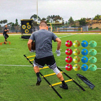 1 Set (36/18/14/12/8/4/2pcs) Football Training Equipment Set; Includes 3 Meters 6-Section Adjustable Jump Rope Ladder; Equipped With Football Training Marker Discs; Suitable For Speed, Agility Trainin