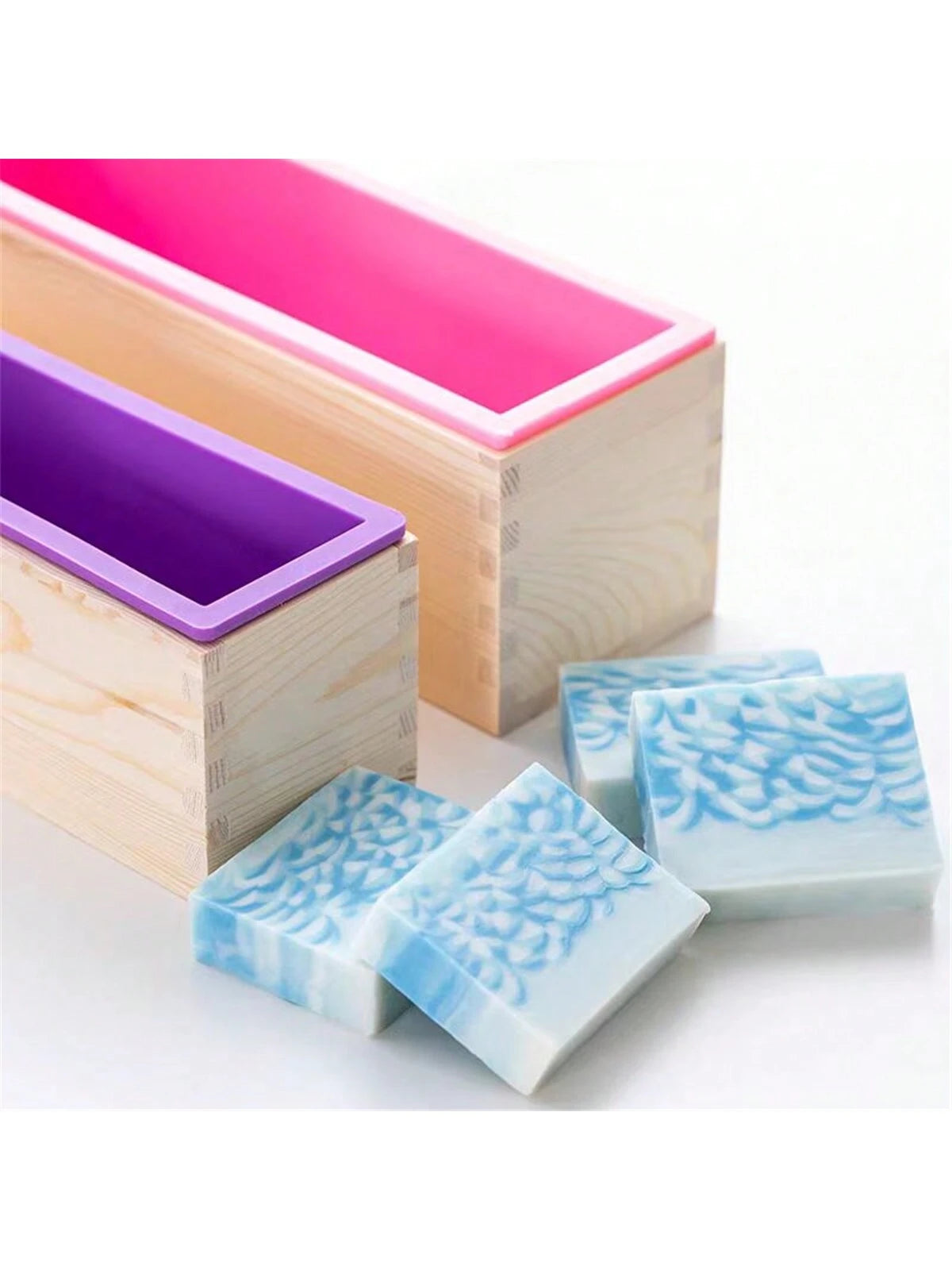 1 Set 44oz Silicone Handmade Soap Making Kit, Includes Silicone Molds, Wooden Box, Stainless Steel Wavy And Straight Cutting Tools And Other Accessories, Suitable For Making Handmade Soap, Plaster, Ca