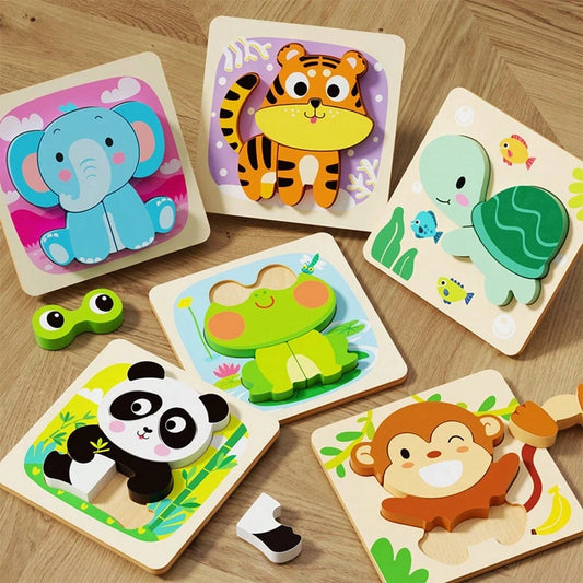 1 Set Animal-Shaped Progressive Puzzle Toy, Children's Animal Shape Color Recognition Learning Game, Cute Cartoon Image East-To Grasp Design Toy, Birthday Party Summer Easter Labor Mother's Day Childr