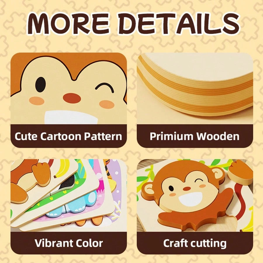 1 Set Animal-Shaped Progressive Puzzle Toy, Children's Animal Shape Color Recognition Learning Game, Cute Cartoon Image East-To Grasp Design Toy, Birthday Party Summer Easter Labor Mother's Day Childr