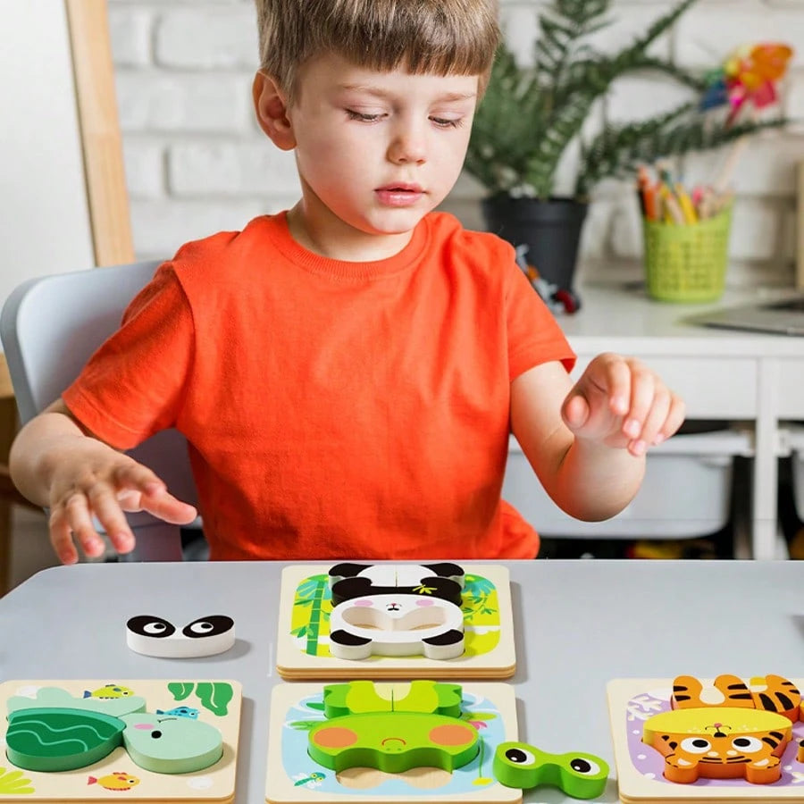 1 Set Animal-Shaped Progressive Puzzle Toy, Children's Animal Shape Color Recognition Learning Game, Cute Cartoon Image East-To Grasp Design Toy, Birthday Party Summer Easter Labor Mother's Day Childr