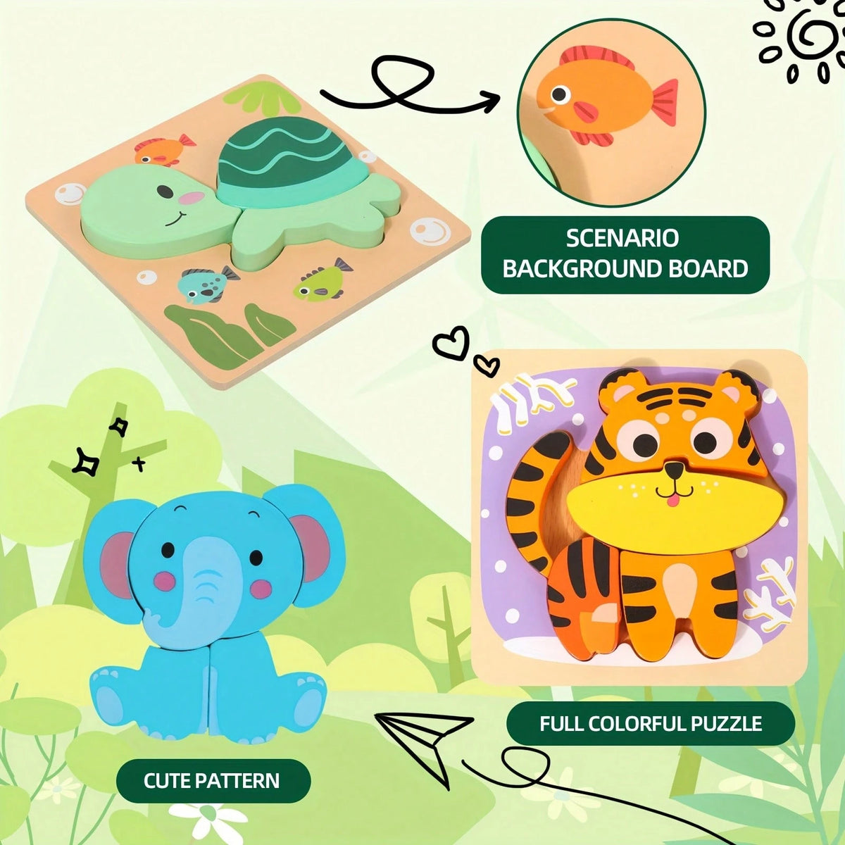 1 Set Animal-Shaped Progressive Puzzle Toy, Children's Animal Shape Color Recognition Learning Game, Cute Cartoon Image East-To Grasp Design Toy, Birthday Party Summer Easter Labor Mother's Day Childr