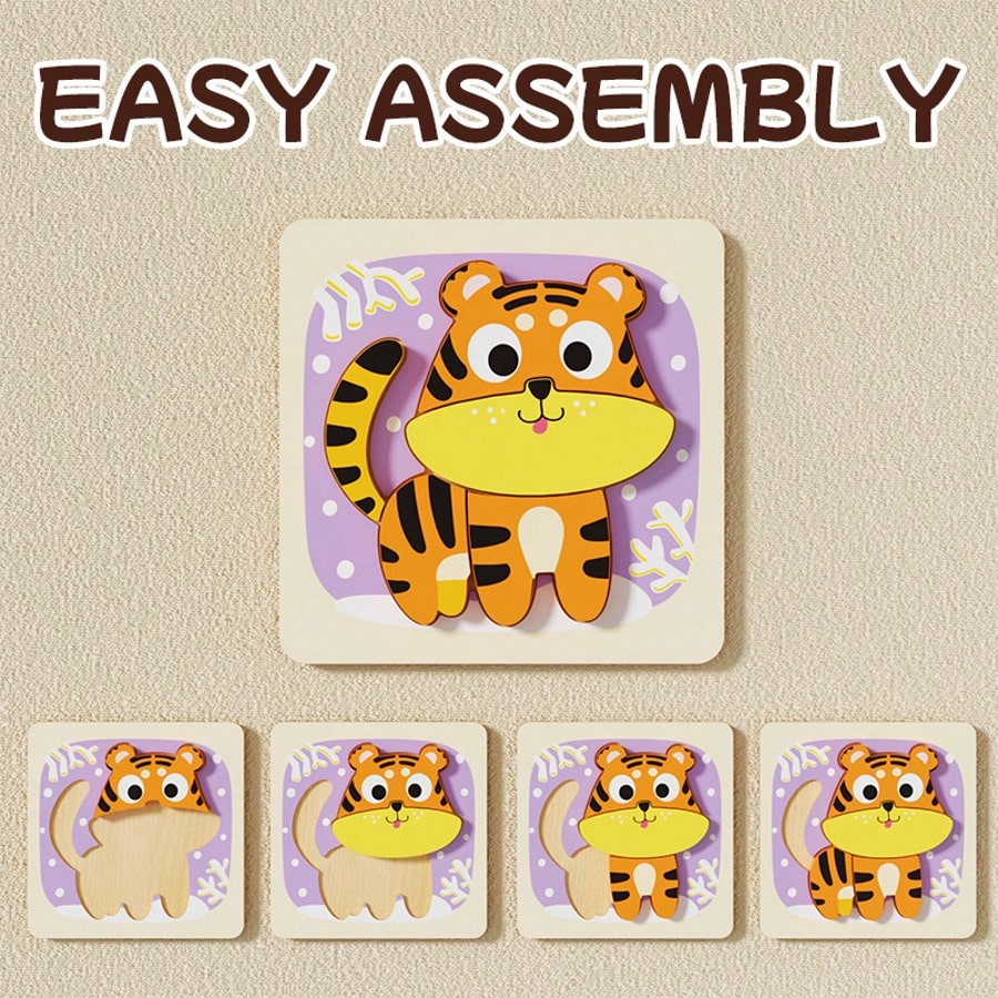 1 Set Animal-Shaped Progressive Puzzle Toy, Children's Animal Shape Color Recognition Learning Game, Cute Cartoon Image East-To Grasp Design Toy, Birthday Party Summer Easter Labor Mother's Day Childr