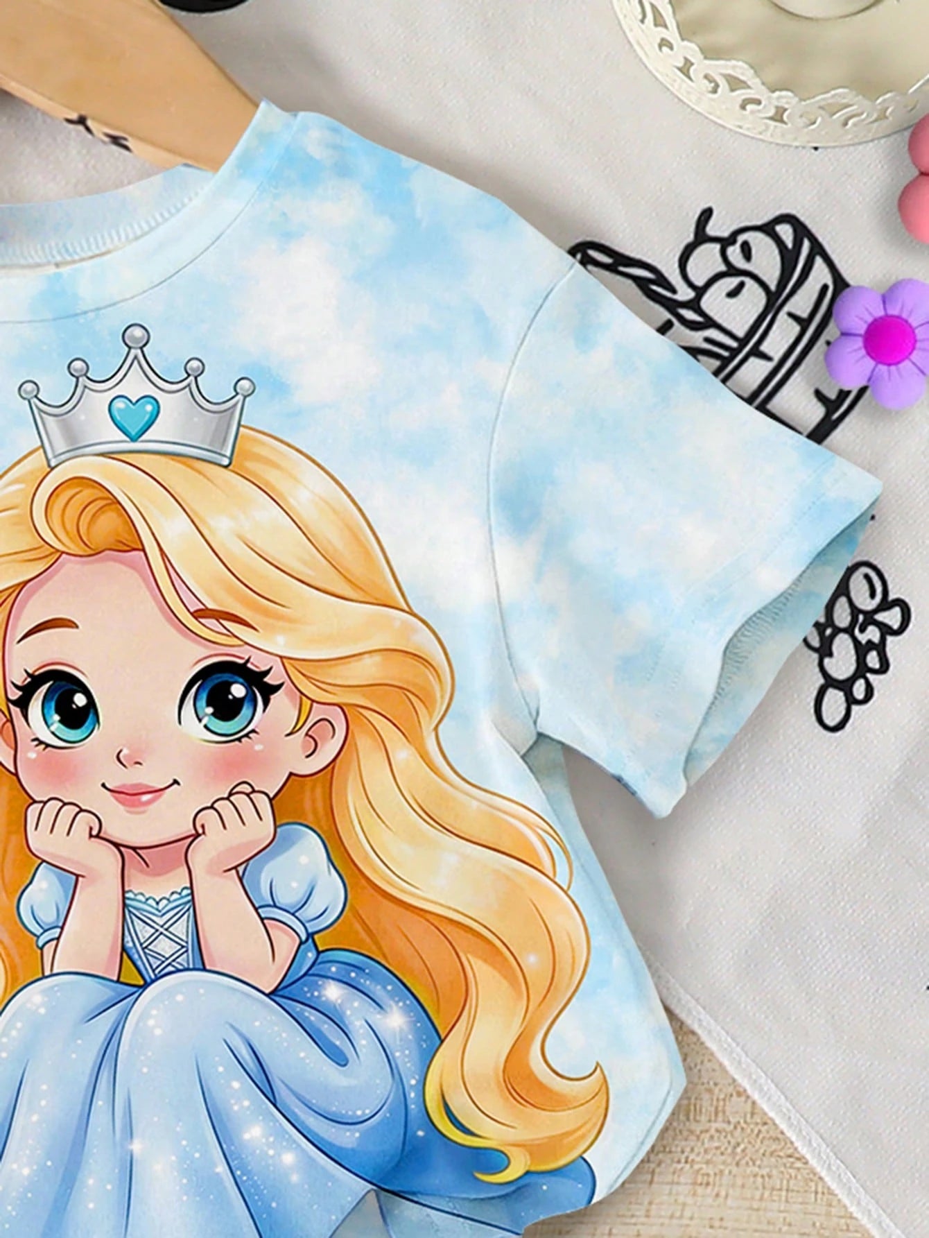 1 Set Baby Girl Casual Sweet Cartoon Print T-Shirt And Shorts
