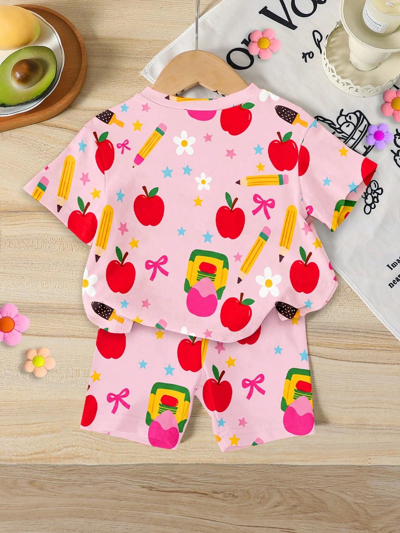 1 Set Baby Girl Casual Sweet Cartoon Print T-Shirt And Shorts