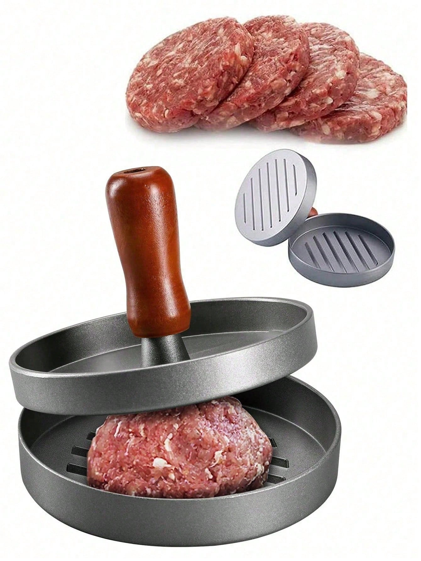 1 Set Burger Press With 100 Pcs Non-Stick Papers- Hamburger Patty Maker, Kitchen Tool For Party Family Gathering