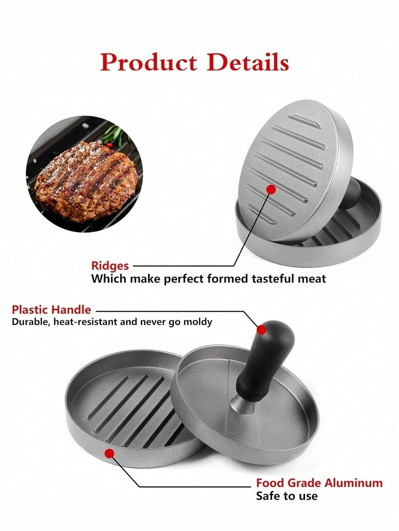 1 Set Burger Press With 100 Pcs Non-Stick Papers- Hamburger Patty Maker, Kitchen Tool For Party Family Gathering