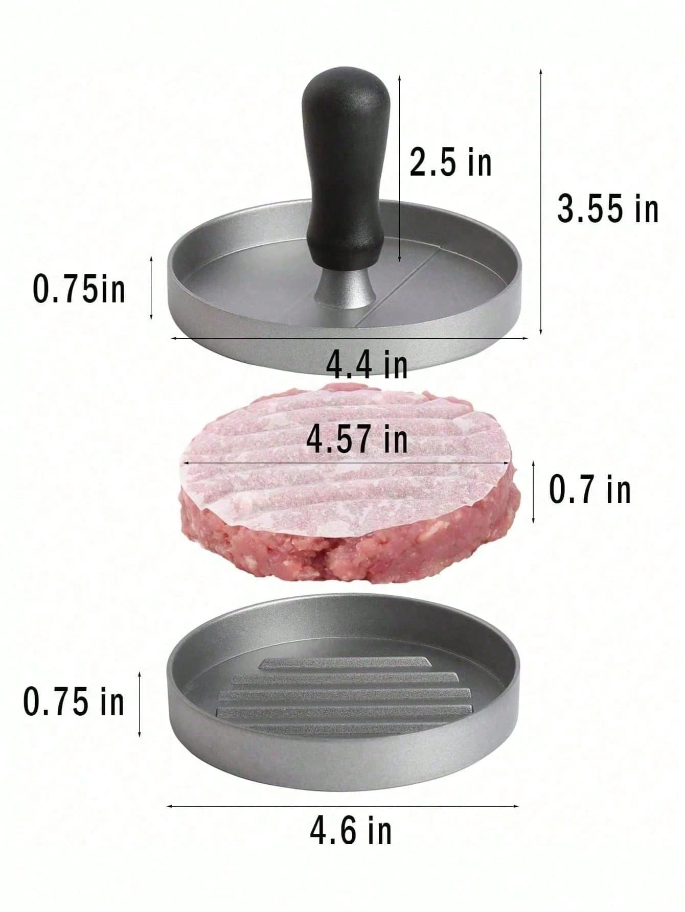1 Set Burger Press With 100 Pcs Non-Stick Papers- Hamburger Patty Maker, Kitchen Tool For Party Family Gathering
