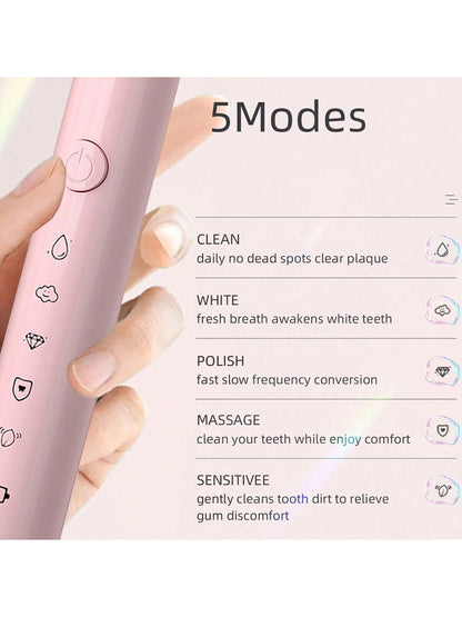 1 Set Electric Water Flosser With 4 Nozzles, 1 Set Electric Toothbrush With 4 Replaceable Brush Heads, Long Battery Life Portable USB Rechargeable Combo Kit, Suitable For Home Oral And Dental Care