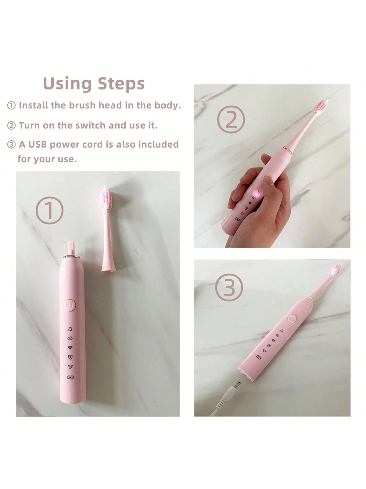1 Set Electric Water Flosser With 4 Nozzles, 1 Set Electric Toothbrush With 4 Replaceable Brush Heads, Long Battery Life Portable USB Rechargeable Combo Kit, Suitable For Home Oral And Dental Care