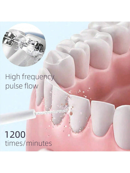 1 Set Electric Water Flosser With 4 Nozzles, 1 Set Electric Toothbrush With 4 Replaceable Brush Heads, Long Battery Life Portable USB Rechargeable Combo Kit, Suitable For Home Oral And Dental Care