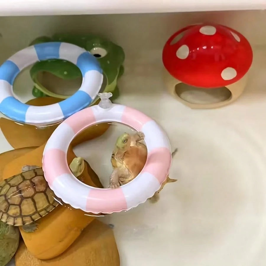 1 Set Inflatable Turtle Swimming Ring, Turtle Floating Platform Toy, Small Animal Swimming Ring & Sunbathing Rest Platform- Suitable For Sea Turtles And Tortoises