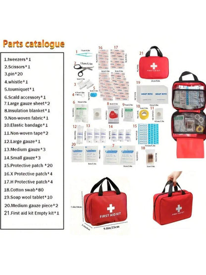 1 Set Medical Emergency First Aid Kit, Outdoor Sports Earthquake Fire Rescue Medical Bag, Portable Handbag For Basic Emergency First Aid Treatment, Suitable For Home, Travel And Camping For Emergency