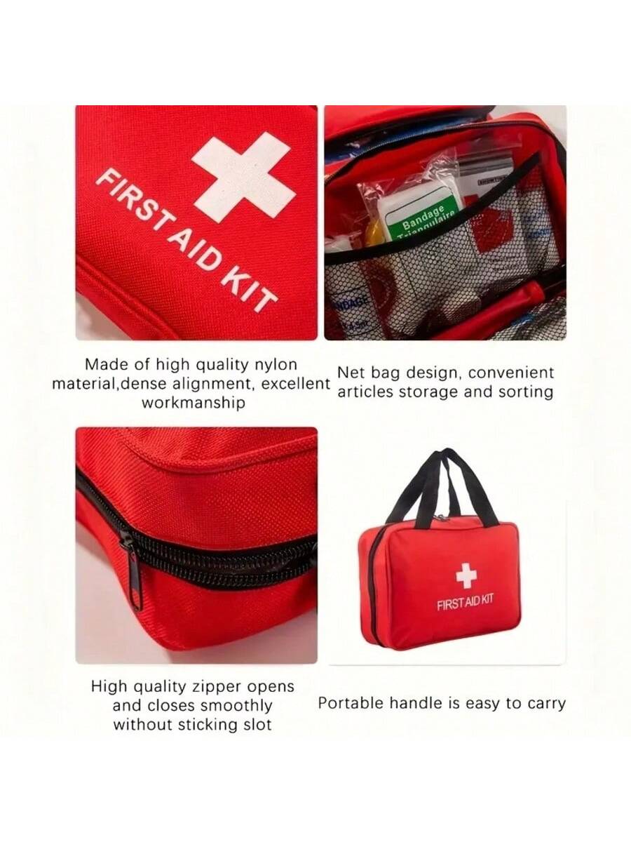 1 Set Medical Emergency First Aid Kit, Outdoor Sports Earthquake Fire Rescue Medical Bag, Portable Handbag For Basic Emergency First Aid Treatment, Suitable For Home, Travel And Camping For Emergency