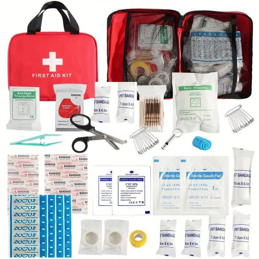 1 Set Medical Emergency First Aid Kit, Outdoor Sports Earthquake Fire Rescue Medical Bag, Portable Handbag For Basic Emergency First Aid Treatment, Suitable For Home, Travel And Camping For Emergency