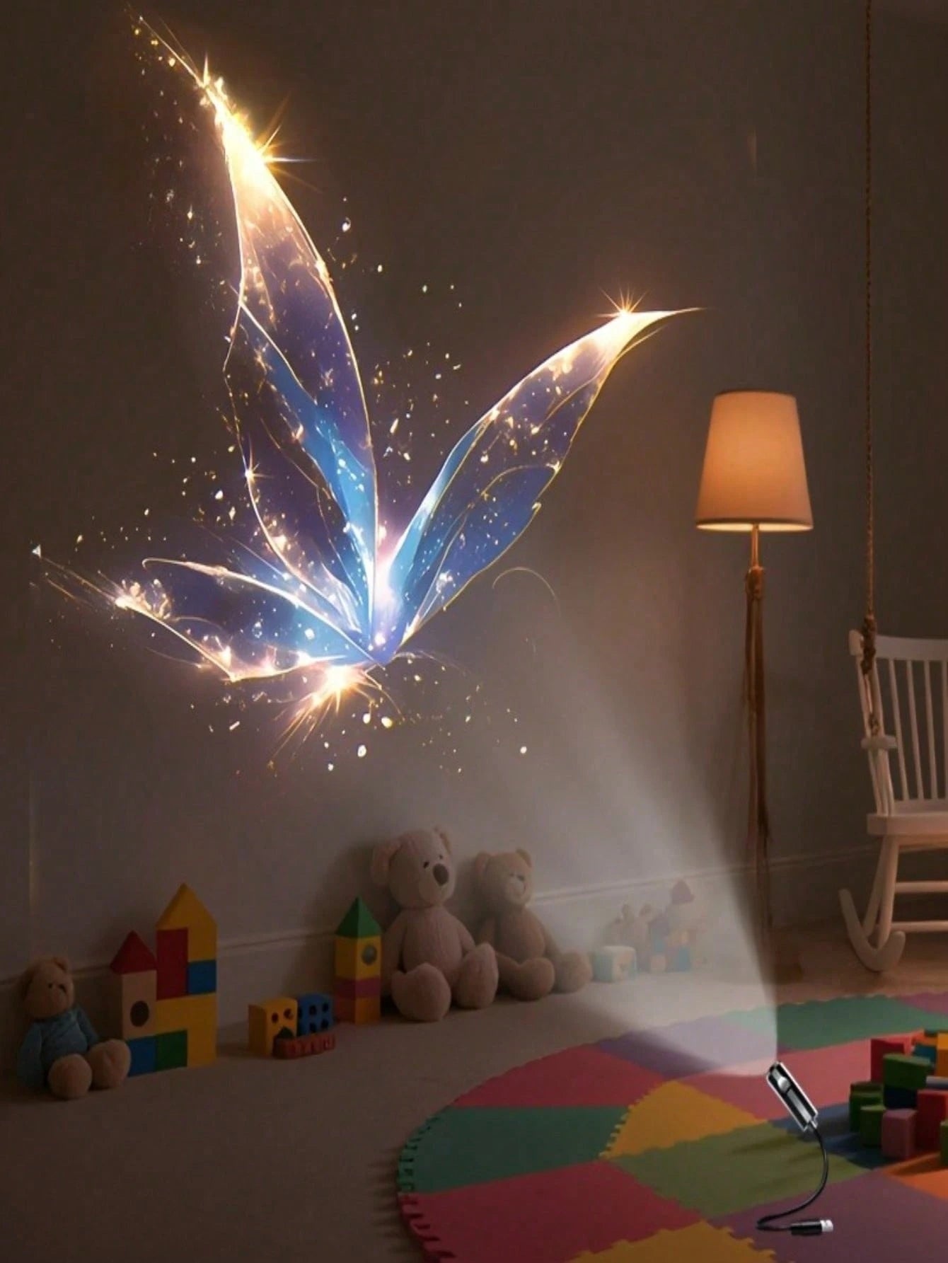 1 Set Mini USB Ocean Projection Lamp, LED Butterfly Projection Light, Including Whale/Jellyfish, Starfish, Butterfly Patterns, Starry Sky Projection Lamp, 360° Adjustable LED Ceiling Decor Light, Suit