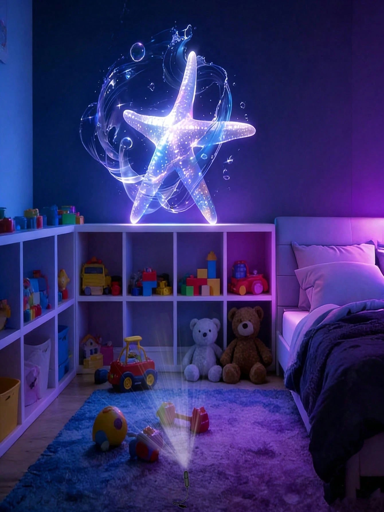 1 Set Mini USB Ocean Projection Lamp, LED Butterfly Projection Light, Including Whale/Jellyfish, Starfish, Butterfly Patterns, Starry Sky Projection Lamp, 360° Adjustable LED Ceiling Decor Light, Suit