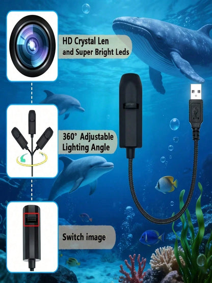 1 Set Mini USB Ocean Projection Lamp, LED Butterfly Projection Light, Including Whale/Jellyfish, Starfish, Butterfly Patterns, Starry Sky Projection Lamp, 360° Adjustable LED Ceiling Decor Light, Suit
