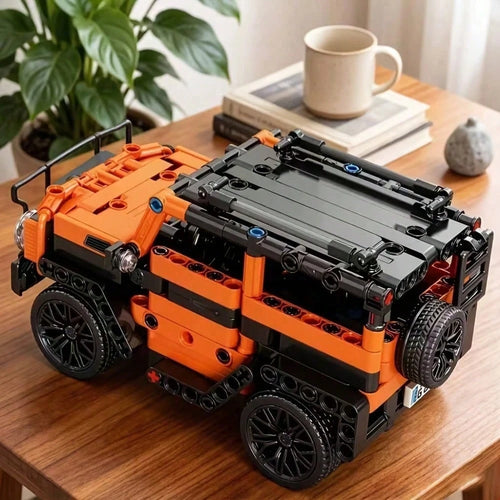 1 Set Orange Off-Road Car Building Blocks, High-Tech SUV Model Kit, DIY Car Building Blocks Set Suitable For Desktop Display Home Office Decor, Birthday New Year Valentine's Day Gift For Teens And Adu