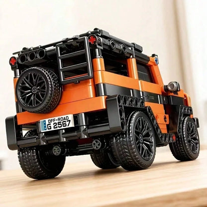 1 Set Orange Off-Road Car Building Blocks, High-Tech SUV Model Kit, DIY Car Building Blocks Set Suitable For Desktop Display Home Office Decor, Birthday New Year Valentine's Day Gift For Teens And Adu