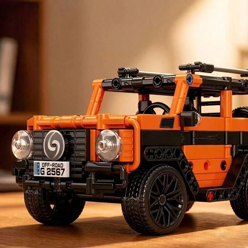 1 Set Orange Off-Road Car Building Blocks, High-Tech SUV Model Kit, DIY Car Building Blocks Set Suitable For Desktop Display Home Office Decor, Birthday New Year Valentine's Day Gift For Teens And Adu