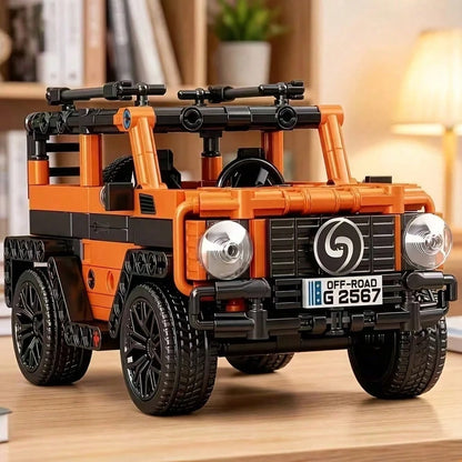 1 Set Orange Off-Road Car Building Blocks, High-Tech SUV Model Kit, DIY Car Building Blocks Set Suitable For Desktop Display Home Office Decor, Birthday New Year Valentine's Day Gift For Teens And Adu
