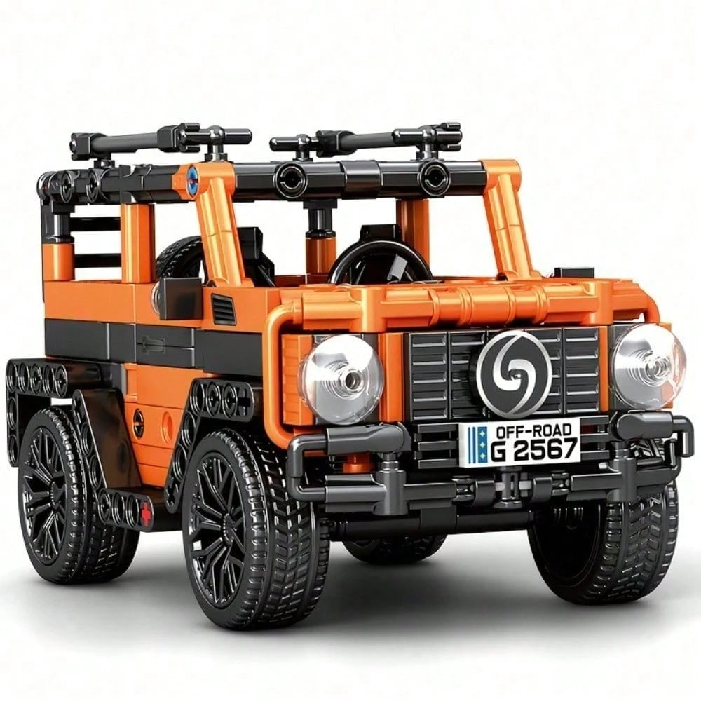 1 Set Orange Off-Road Car Building Blocks, High-Tech SUV Model Kit, DIY Car Building Blocks Set Suitable For Desktop Display Home Office Decor, Birthday New Year Valentine's Day Gift For Teens And Adu