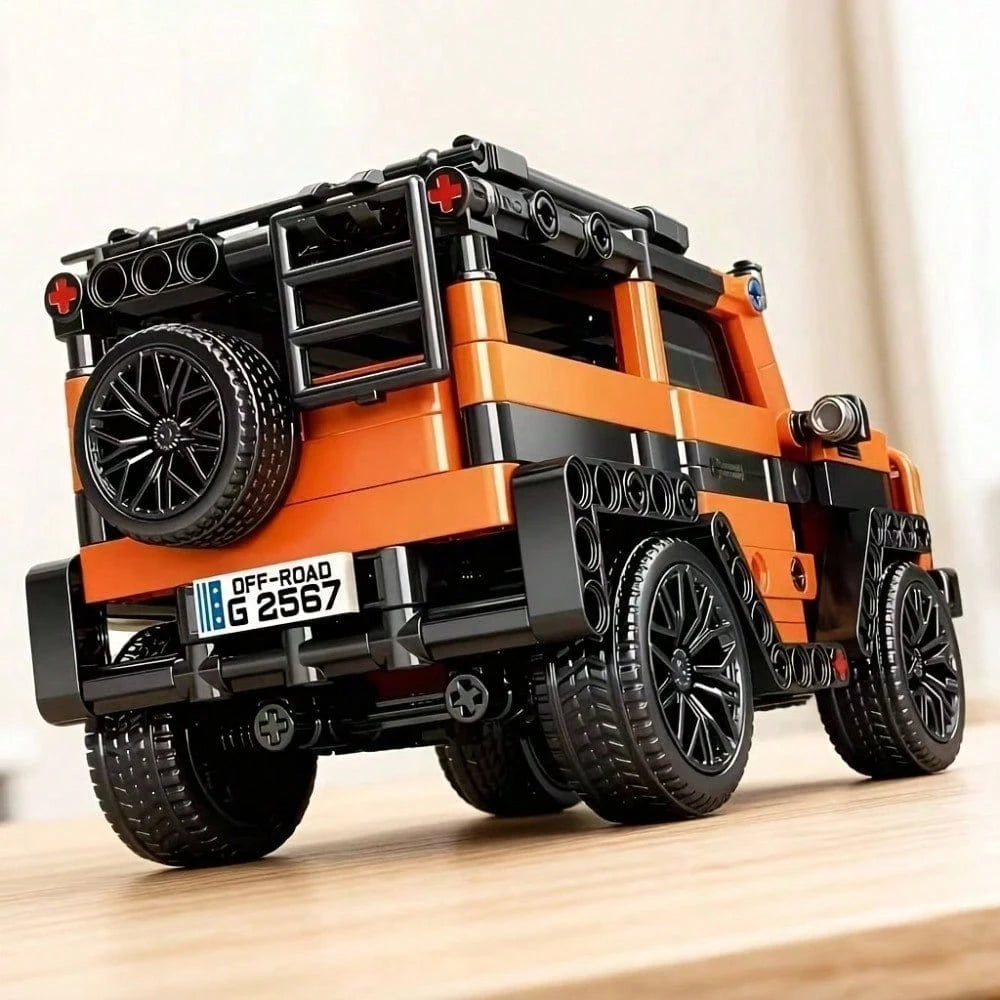 1 Set Orange Off-Road Car Building Blocks, High-Tech SUV Model Kit, DIY Car Building Blocks Set Suitable For Desktop Display Home Office Decor, Birthday New Year Valentine's Day Gift For Teens And Adu