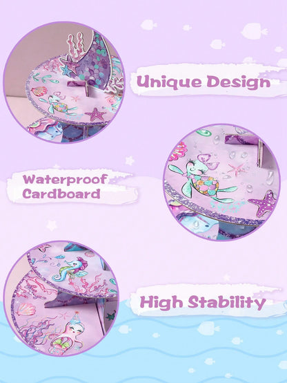 1 Set Purple Mermaid Shaped Cake Stand, Mermaid Theme Birthday Party Dessert Display Rack, Mermaid Tail Pattern Cupcake Stand, Suitable For Cake Decoration, Mermaid Theme Baby 1st Birthday Party Decor