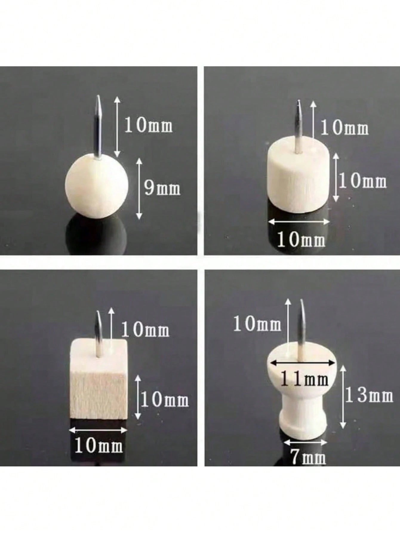 1 Set Wooden Push Pins, Including Square Pins, Angle Pins, Cylinder Pins, Etc. For Fixing Photos, Postcards