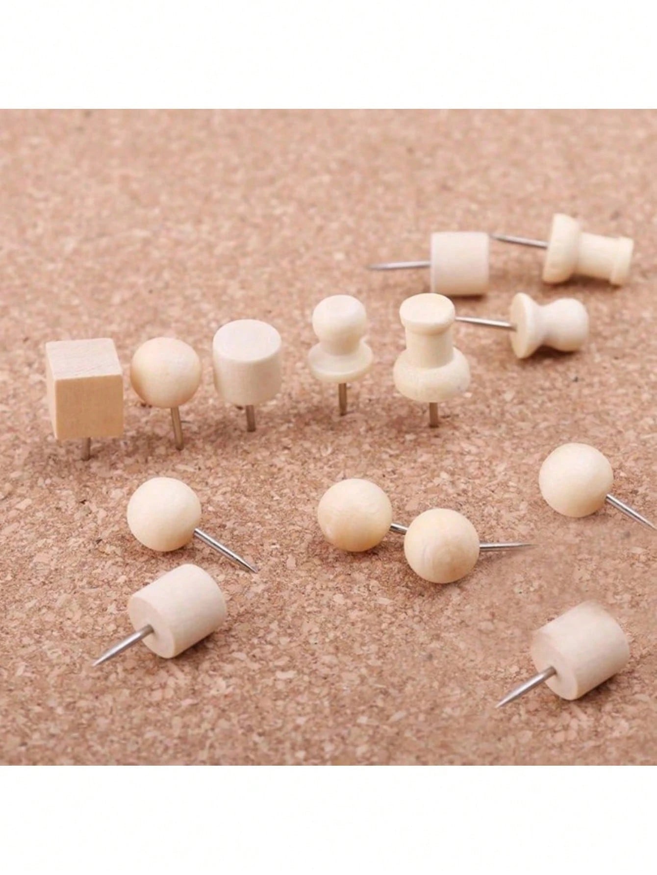 1 Set Wooden Push Pins, Including Square Pins, Angle Pins, Cylinder Pins, Etc. For Fixing Photos, Postcards