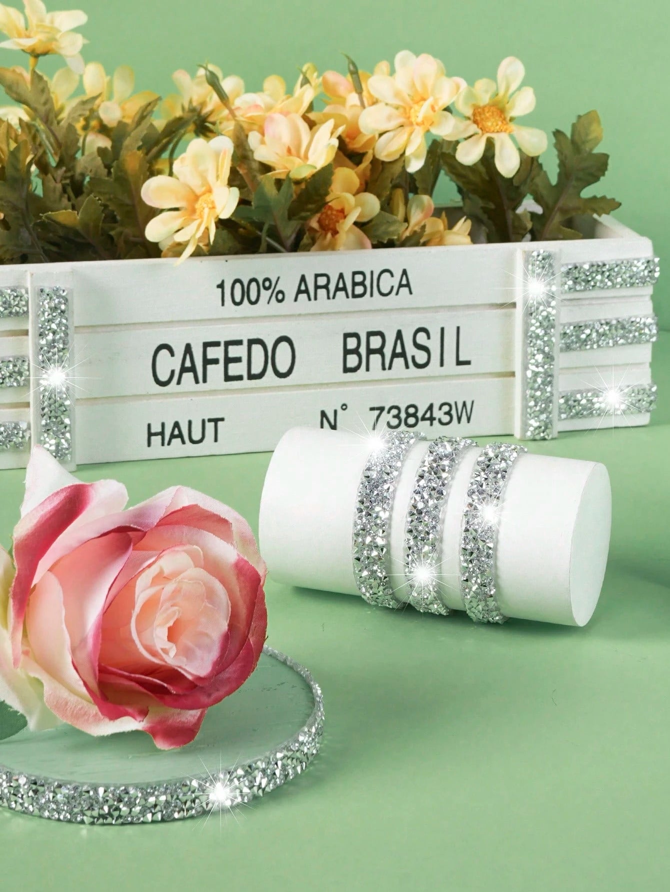 1 Yard Resin Rhinestone & Beaded Chain Decoration Tape, Rhinestone Beaded Decoration Tape, Mixed Size & Shape Stones, For Clothing Decoration & DIY Jewelry Making, With Strong Self-Adhesive Effect, Fe
